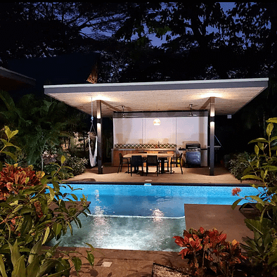 Villas NIMBU Nosara, Pool and Rancho at dusk