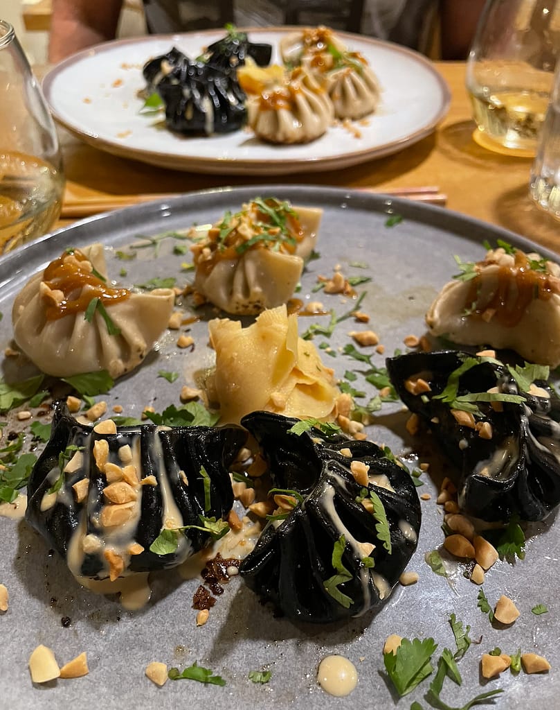 Momoto miso eggplant & spicy peanut dumplings